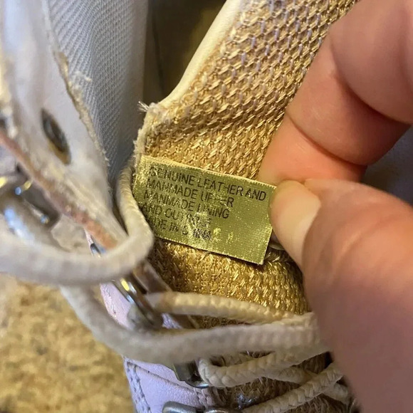 Timberland Hiking Field Boots Women 8.5 M Pink White Leather Barbiecore Mid Calf - Picture 5 of 11